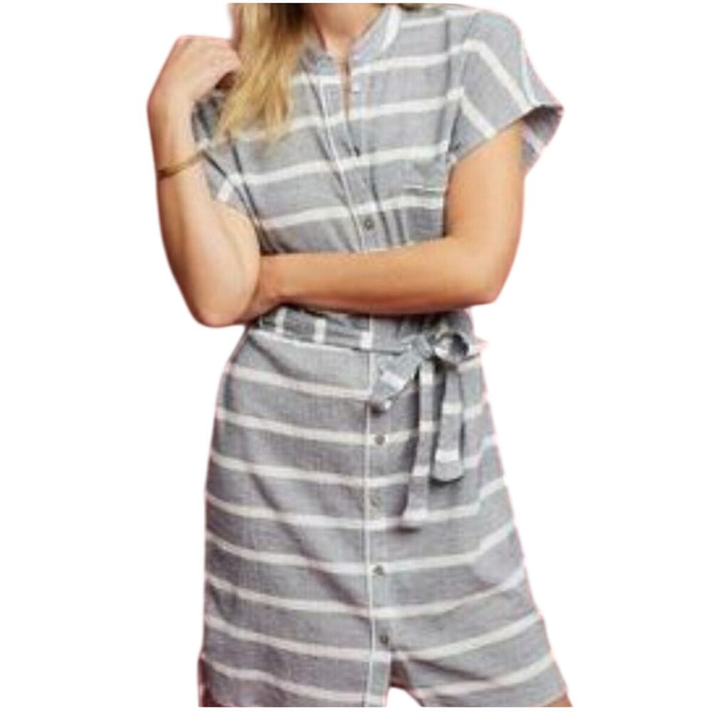 Anthropologie Corey Lynn Carter Striped Short Sleeve Shirt Dress Small